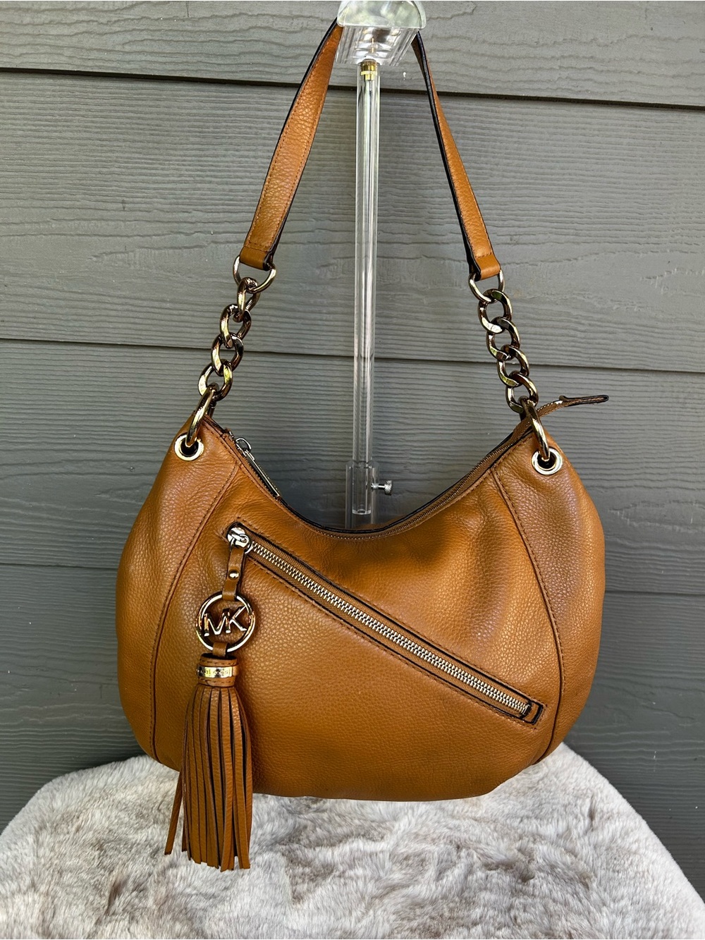 Michael Kors Leather Shoulder Hobo with Tassel